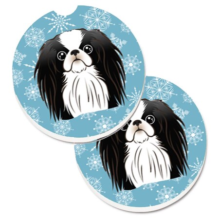 Carolines Treasures Snowflake Japanese Chin Set of 2 Cup Holder Car Coaster BB1664CARC