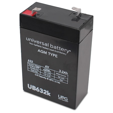 Upg 6V 3.2Ah F1 Sealed Lead Acid AGM Battery by UPG UB632