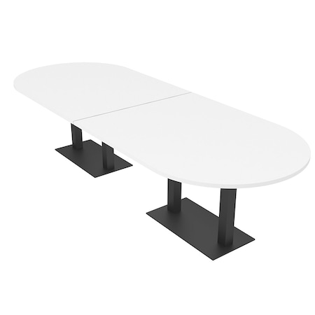 Skutchi Designs Racetrack Conference Table With Power Unit, 48 in W, 120 in L, White HAR-RAC-48X120-DOU.BK-W960-NA