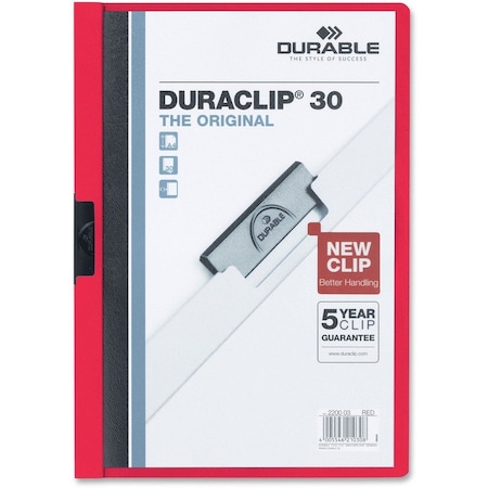 Duraclip Report Cover, 30 Sh, Ltr, Red, PK25 220303