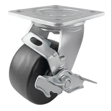 Hyw Products Heavy Duty Caster 4in Plastic Wheel, Swivel with Brake 40-40S-A1-HP-TB