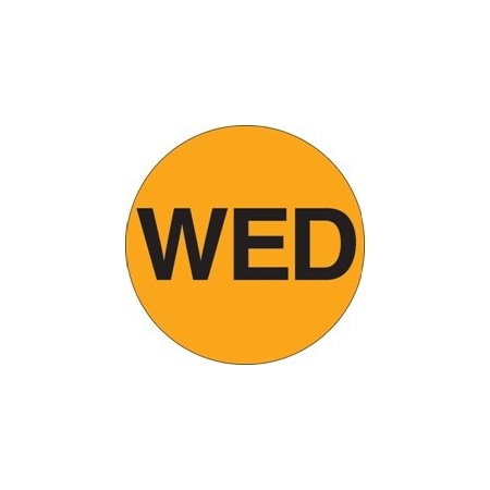 Bubblefast 1'' Circle - ''WED'' Fluorescent Orange Days of the Week Labels BFDL6521