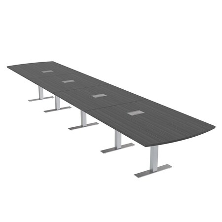 Skutchi Designs 18 Person Conference Table With Power Unit | 18' Arc Rectangle Table | Harmony Series HAR-AREC-48X216-T-WA7949-ESIL