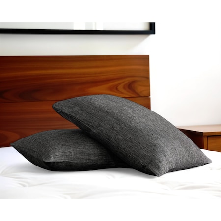 Homeroots Set of Two Onyx Linen Pillowcases 520687