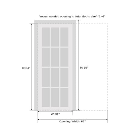 Sartodoors Pocket Interior Door, 32" x 84", Gray QUADRO4111PD-KS-3284
