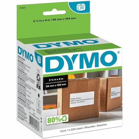 Dymo 4" x 2-1/8" Black/White Shipping Labels, Pk220 30323