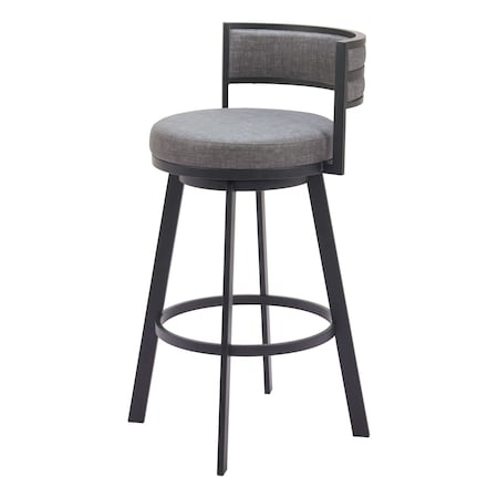 Homeroots 31" Gray and Black Fabric and Steel Low Back Bar Height Swivel Bar Chair 564998