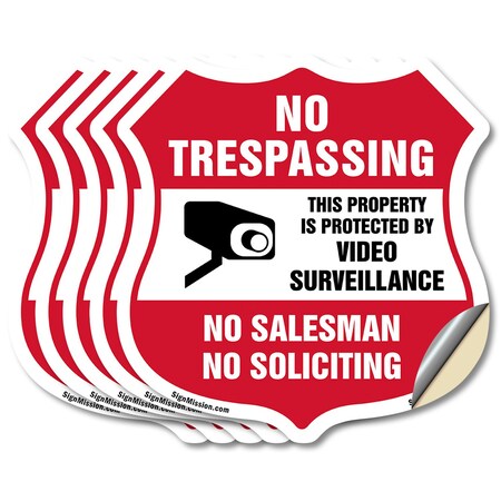 Signmission No Trespassing Sign This Property Is Pro, 4 inch X 4 inch, Vinyl Decal, 5PK SHI-D-5PACK-4-425