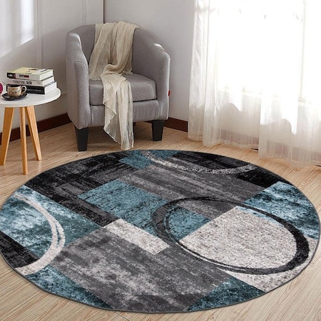 World Rug Gallery Contemporary Abstract Circle Design Soft Area Rug 8 ft Round Gray 307GRAY8RND