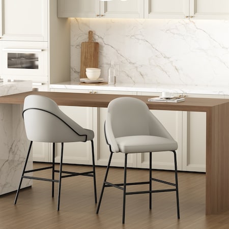 Manhattan Comfort Gracie Counter Stool  in Stone and Black - Set of 2 2-CS019-BST