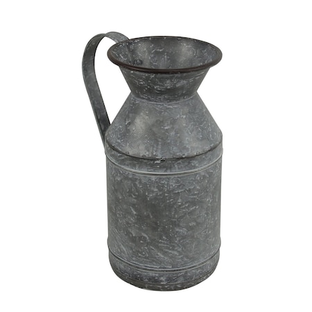 Homeroots 11" Gray Metal Jug Vase 483189
