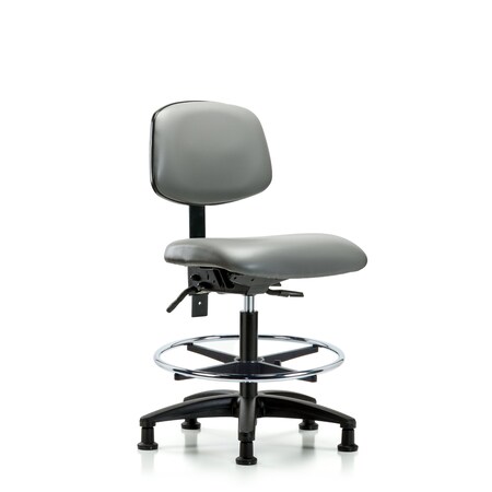 Blue Ridge Ergonomics Vinyl Chair, Med Bench, Foot Ring, Glides, Sterling BR-VMBCH-RG-T0-A0-CF-RG-8840