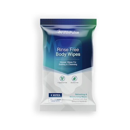 Fifthpulse Large Adult Bathing Wipes Body Cleansing, No Rinse Shower Bath Wipes, 8 Count, 8PK FMN100673