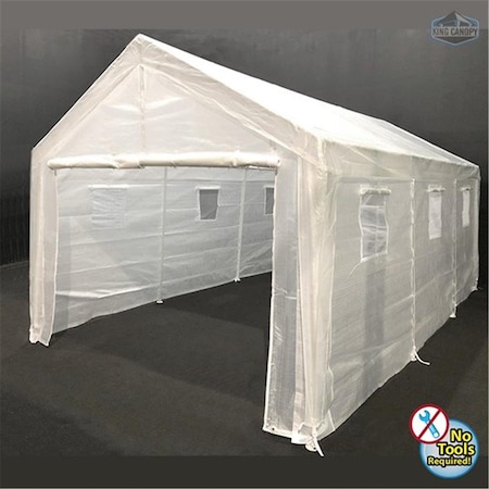 King Canopy 10 x 20 ft. Universal 8 Leg Canopy with Greenhouse Cover, White C8GH1020