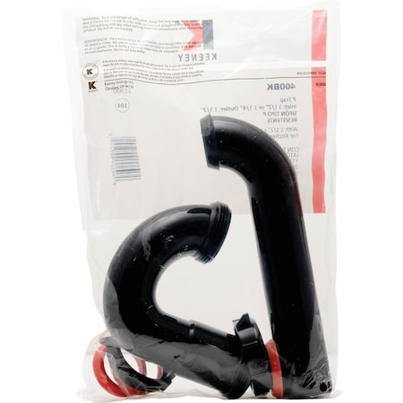 Keeney Mfg 1-1/2'' to 1-1/4'' Black Plastic P-Trap with Reducer Washer 400BK