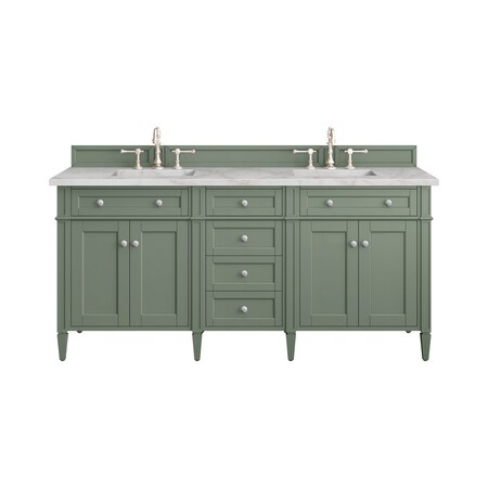 James Martin Vanities Brittany 72'' D Vanity, Smokey Celadon w/ Victorian Sil Top w/FreePower Wireless Charger 650-V72-SC-FVSL