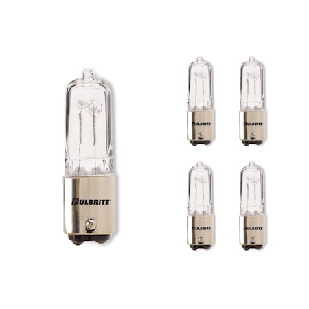 Bulbrite Pack of 5 Halogen T4 Double-Contact Bayonet Base BA15D Light Bulb, 50 Watt, Clear, 5PK 860809