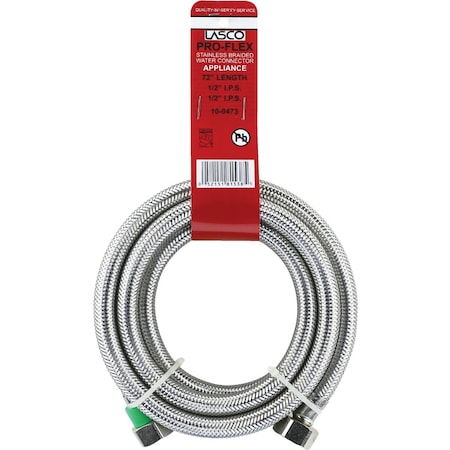 Westlake Pipe & Fittings 1/2'' IPSx1/2'' IPSx72'' L Braided SS Flex Line Faucet Connector 10-0473