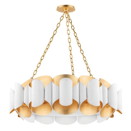 Hudson Valley Lighting Banks 12 Light Chandelier 34.5 In. Gold Leaf/White 8534-GL/WH