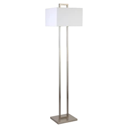 Homeroots 68" Nickel Traditional Shaped Floor Lamp With White Frosted Glass Rectangular Shade 523373