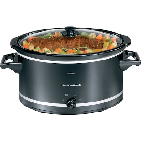 Hamilton Beach 33182 Slow Cooker, 120 V, 375 W, 8 qt Capacity, Black/Silver 33182
