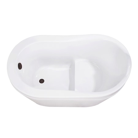 Kingston Brass 52-Inch Acrylic Oval Single Slipper Freestanding Tub with Overflow/Drain Assembly and Integral Seat VTRS523030M5