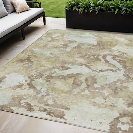 Homeroots 5' X 8' Taupe And Ivory Abstract Washable Indoor Outdoor Area Rug 609841