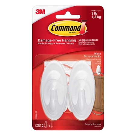 3M 3M Command Medium Plastic Hook 3.25 in. L 2 pk 17086-ES