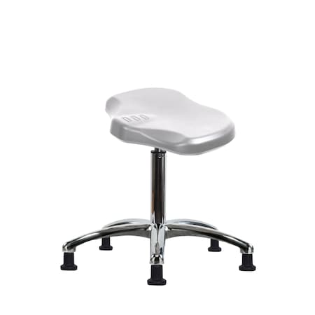 Blue Ridge Ergonomics Polyurethane Ray Stool Chrome - Medium Bench Height with Stationary Glides in Gray Polyurethane PRPMBSL-CR-NF-RG-GRY