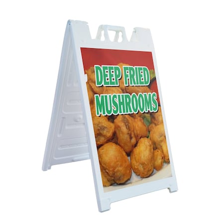 Signmission Deep Fried Mushrooms, A-Frame & 2 Sign Inserts, Heavy-Duty Plastic Frame SBHD-C-2436-Deep Fried Mushrooms