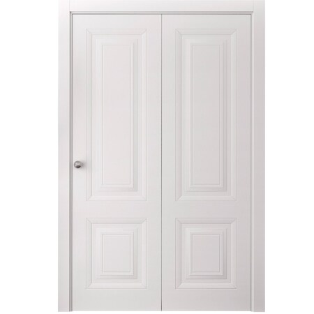 Sartodoors Sliding Closet Bi-fold Doors 48 x 84 inches, BASIC 9422 White, Sturdy Tracks Moldings Trims Hardwa BASIC9422BF-SKIN-4884