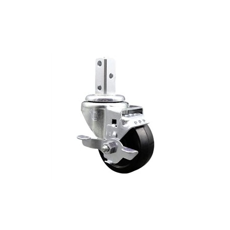 Service Caster 3 Inch Soft Rubber Wheel Swivel 3/4 Inch Square Stem Caster with Brake SCC SCC-SQ20S314-SRS-TLB-34