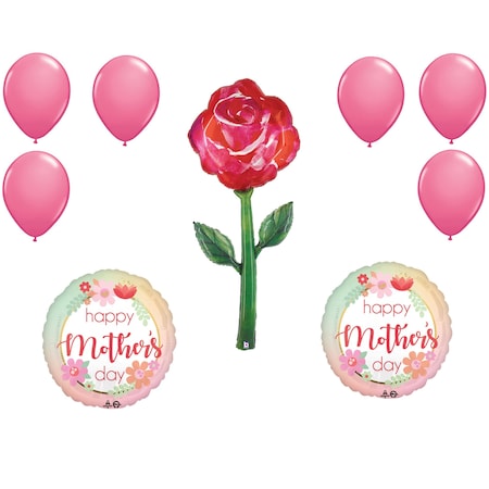 Loonballoon Mother's Day Theme Balloon Super Set, 5 Foot Fresh Picks Watercolor Rose Balloon 96527-97735