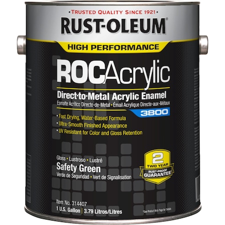 Rust-Oleum Acrylic Enamel Coating, Safety Green, 1gal 314407