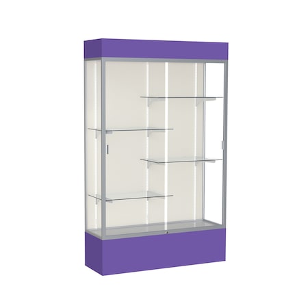 Ghent Lighted Floor Display Case 48x80x16, Plaque 3174PB-SN-PE