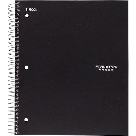 Five Star 8 x 10.5 in. Spiral Bound Wide Ruled Notebook 1 Subject, Black MEA72021