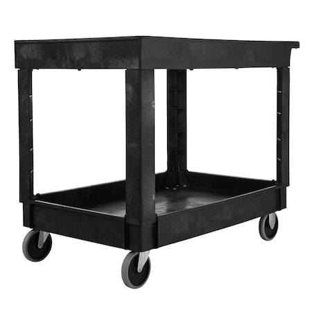 Rubbermaid Commercial Utility Cart with Deep Lipped Plastic Shelves, Structural Foam, 500 lb Load Capacity, 2 Shelves FG9T6700BLA