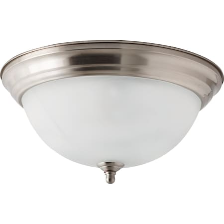 Home Impressions 13'' Brushed Nickel Incandescent Flush Mount Ceiling Light Fixture with Alabaster Glass IFM413BN