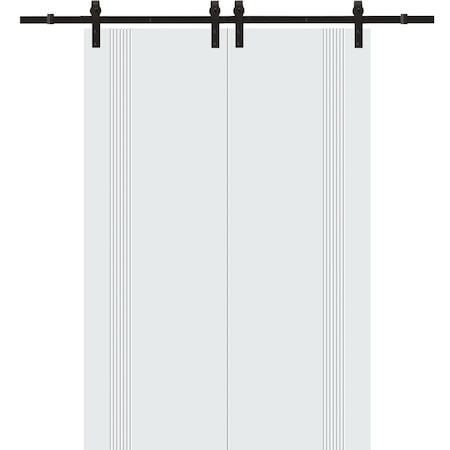 Sartodoors Modern Double Barn Door 60 x 84 inches, BASIC 0111 Arctic White, 13FT Rail Track Set, Solid Panel BASIC0111DB-MAW-6084