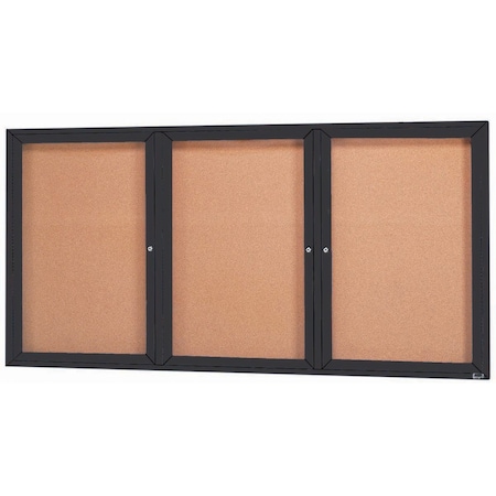 Aarco Enclosed Natural Pebble Grain Cork Bulletin Board w/ Black Powder Coated Al Frame, 36''Hx72''W DCC3672-3RBK