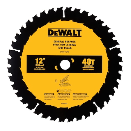 Dewalt Circular Saw Blade, Carbide, Dia 12 in DWA11240