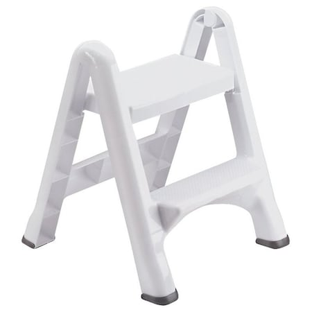 Rubbermaid EZ-Step Series FG420903WHITE Folding Step Stool, 25 in H, White FG420903WHT