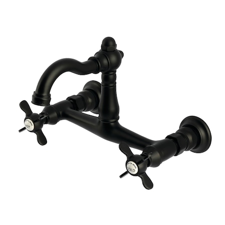 Kingston Brass Two-Handle Wall Mount Bridge Kitchen Faucet, Matte Black KS3250BEX