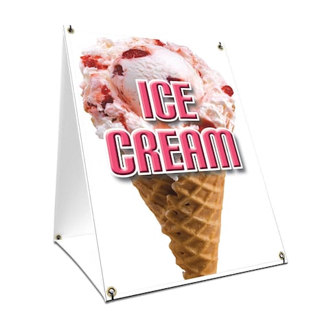 Signmission Ice Cream, 36 Inch x 24 Inch A-frame Yard Sign, Plastic Sign SBC-2436-Ice Cream