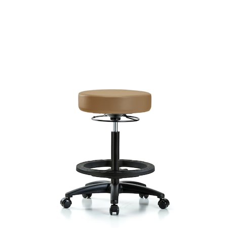 Blue Ridge Ergonomics Bench Stool, Hi, Vinyl, BF, Casters, Taupe BR-VHBSO-RG-BF-RC-8584