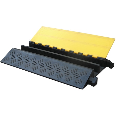 Kable Kontrol Cable Ramp, 4.13 in H, 35 in L, 24 in W, 2 Channel, Polyurethane/Rubber, Black, Yellow CP9985