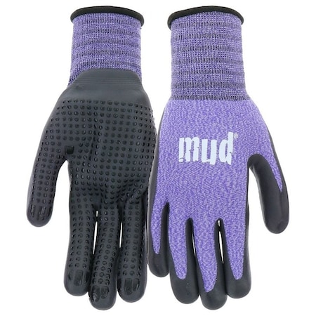 Mud MD31011VWSM Coated Gloves, Women's, SM, Knit Cuff, Nitrile Coating, Violet MD31011V-WSM