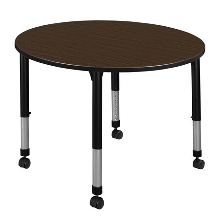 Regency Round Kee Height Adjustable Mobile Classroom Activity Table, 48 in W, 48 in L, Neo Walnut TB48RNDNWAPCBK