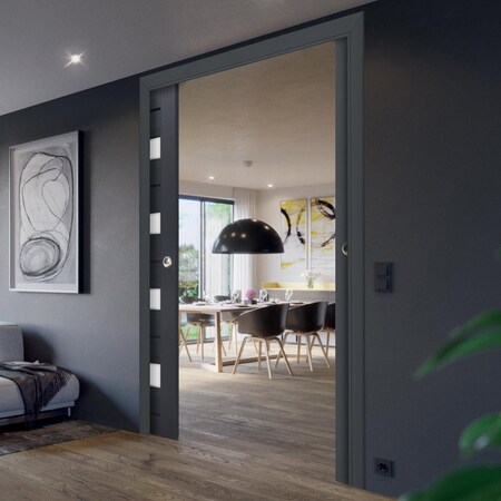 Sartodoors Sliding French Double Pocket Doors Solid Core Modern Interior VEREGIO7455DP-ANT-36