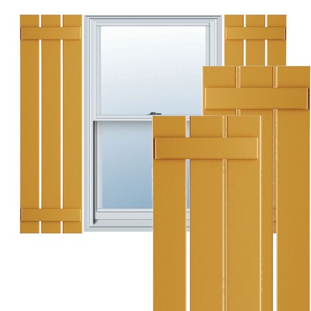 Ekena Millwork True Fit PVC, Three Board Spaced Board-n-Batten Shutters, Turmeric , 17 1/8W x 70H, PR TFP101SBF17X070TU